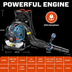 Soplador de hojas de mochila a gasolina de 4 tiempos y 49 cc 4QL®