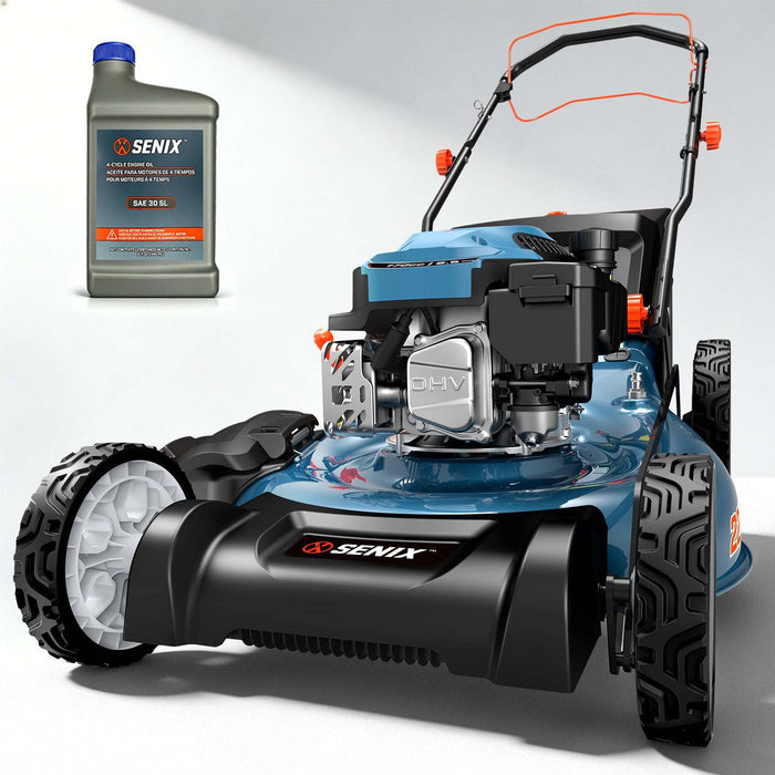 SENIX 22" Self-Propelled Gas Lawn Mower with 170cc OHV 4-Cycle Engine, 3-in-1 Walk-Behind Mower, 6-Position Height Adjustment