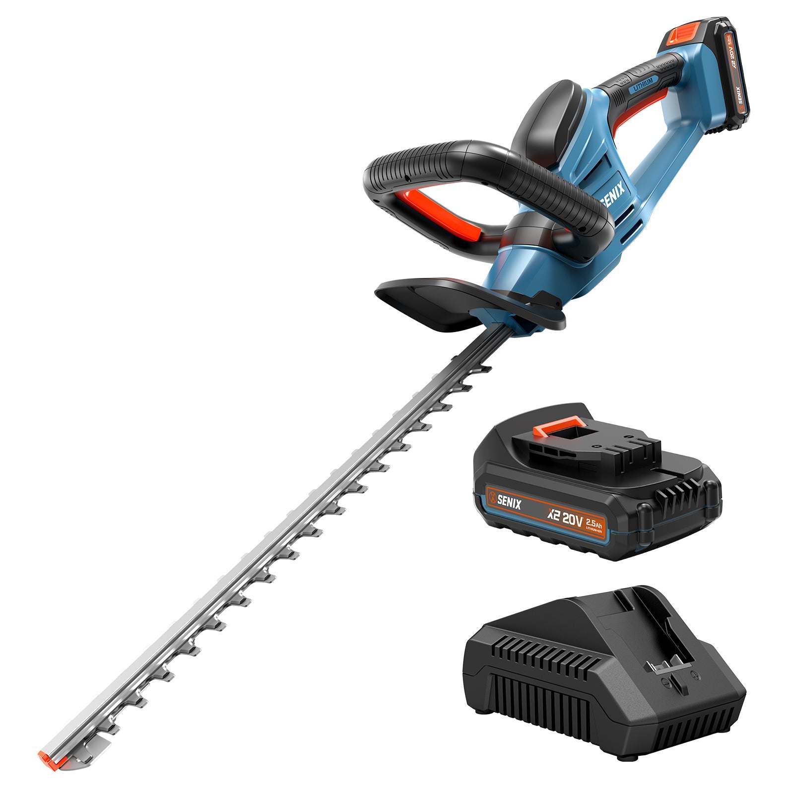 X2 20V Max* 18" Cordless Hedge Trimmer (2.5 Ah Battery & Charger Inclu | Hedge Trimmers | X2 20V Max 18" Cordless Hedge Trimmer | SENIX Tools