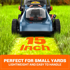 2X2 40V Max* 15" Cordless Electric Push Lawn Mower 2-in-1 Bagging & Mulching, Brushless (2 4.0 Ah Batteries & Charger Included)