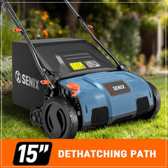13 Amp 15" Corded Electric Dethatcher & Scarifier Combo | Dethatchers | SENIX Tools