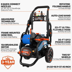 SENIX 2700-PSI 2.3-GPM Cold Water Electric Pressure Washer