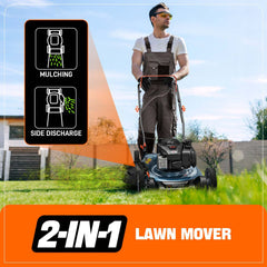 21" 125cc 4-Cycle Briggs & Stratton Engine Gas Push Lawn Mower with 2-in-1 Mulching, Side Discharge