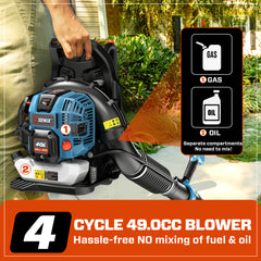 Soplador de hojas de mochila a gasolina de 4 tiempos y 49 cc 4QL®