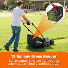 SENIX 2X2 40V Max* 15" Cordless Electric Push Lawn Mower 2-in-1 Baggin | Lawn Mowers | SENIX Tools