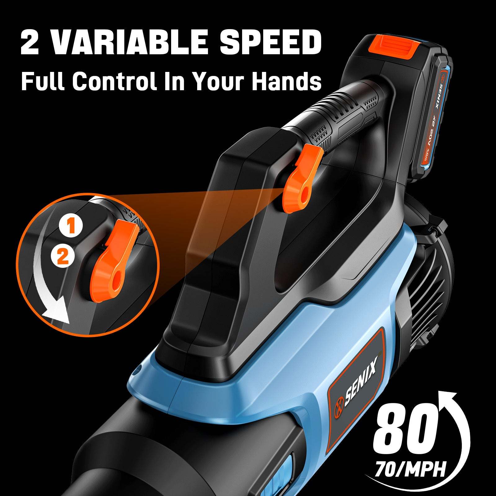 X2 20V Max* Cordless Leaf Blower (4.0 Ah Battery & Charger Included) | Leaf Blowers | X2 20V Max Cordless Leaf Blower | SENIX Tools