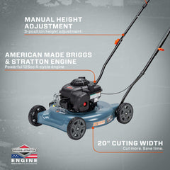 20-Inch Gas Lawn Mower with 125cc 4-Cycle Briggs & Stratton Engine | Briggs & Stratton | LSPG-L2 | SENIX