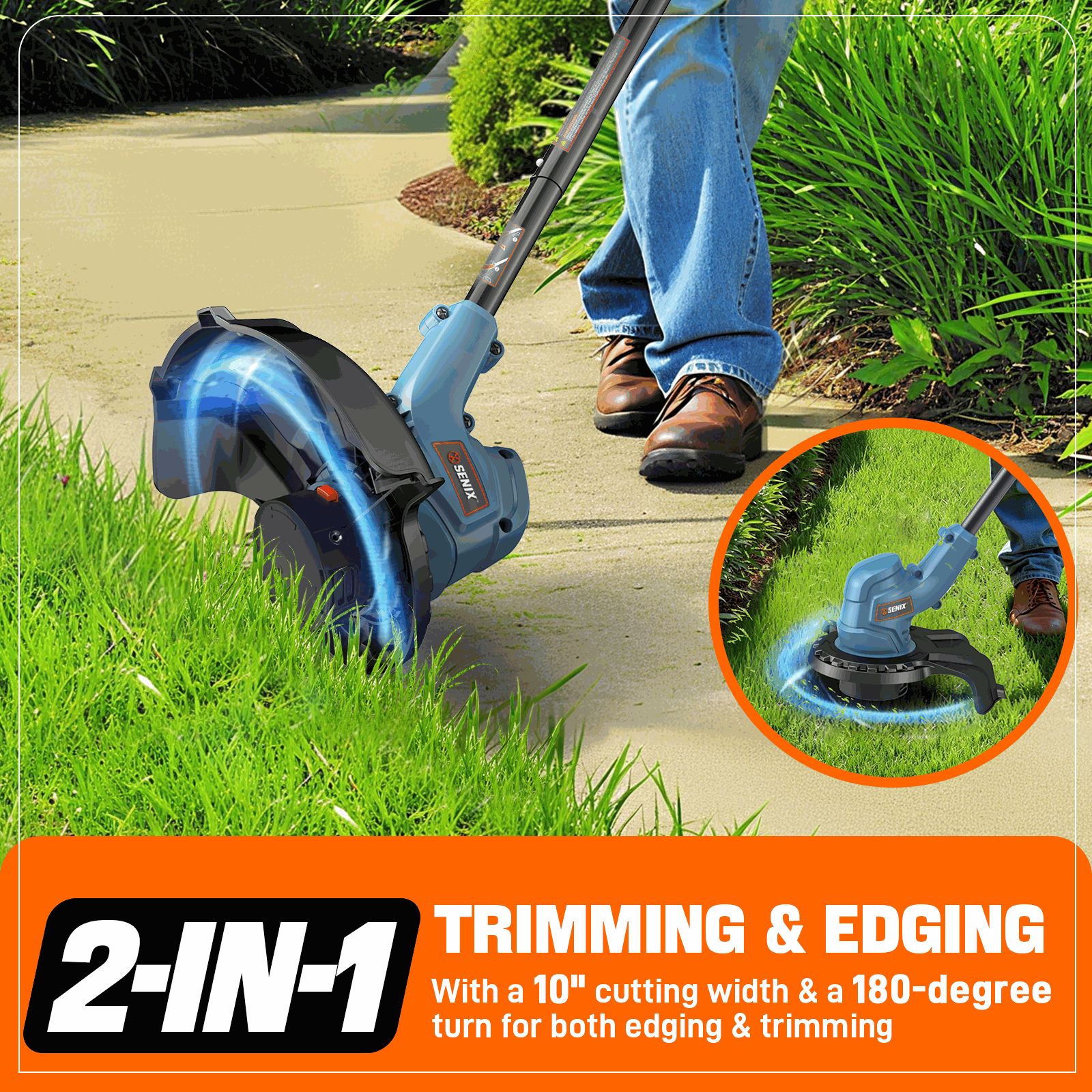 X2 20V Max* 10" Cordless String Trimmer (2.0 Ah Battery & Charger Incl | String Trimmers | SENIX Tools