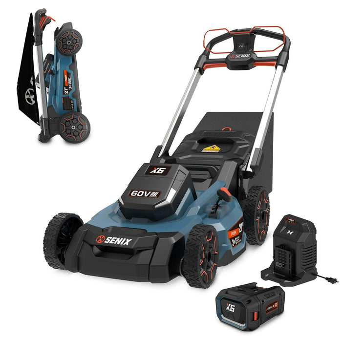 X6 60V Max* 21" Cordless Push Lawn Mower, Brushless (6.0 Ah Battery & | Lawn Mowers | SENIX Tools