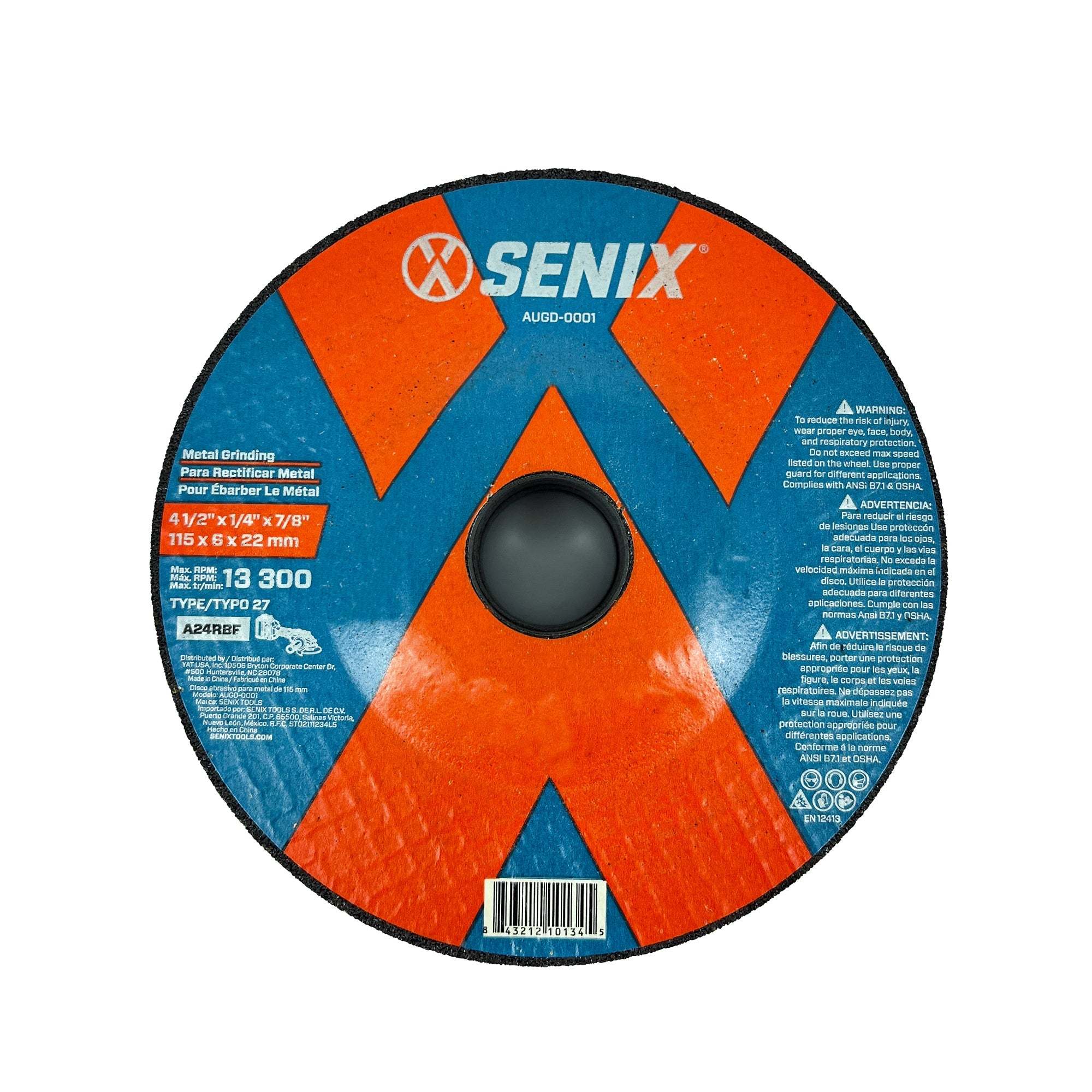 SENIX 4.5" Metal Grinding Wheel, Type 27 | SENIX Tools