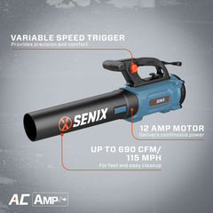12 Amp Corded Electric Leaf Blower | Leaf Blowers | SENIX Tools