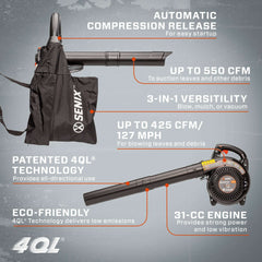 4QL 31 cc 4-Cycle Handheld Gas Powered Leaf Blower and Vac BLV4QL-M