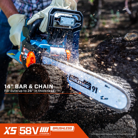 58 Volt Max* 14-Inch Cordless Brushless Chainsaw (Battery and Charger Included), CSX5-M