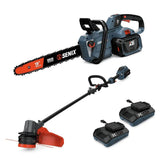 SENIX X6 60V Max Cordless Yard Care Combo Kit: 16-Inch Brushless Chainsaw (CSX6-M) & 16-Inch Brushless String Trimmer (GTX6-M), (3.0 Ah Battery & 4.0 Ah Battery & Charger Included)