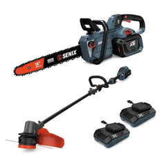 SENIX X6 60V Max Cordless Yard Care Combo Kit: 16-Inch Brushless Chainsaw (CSX6-M) & 16-Inch Brushless String Trimmer (GTX6-M), (3.0 Ah Battery & 4.0 Ah Battery & Charger Included)