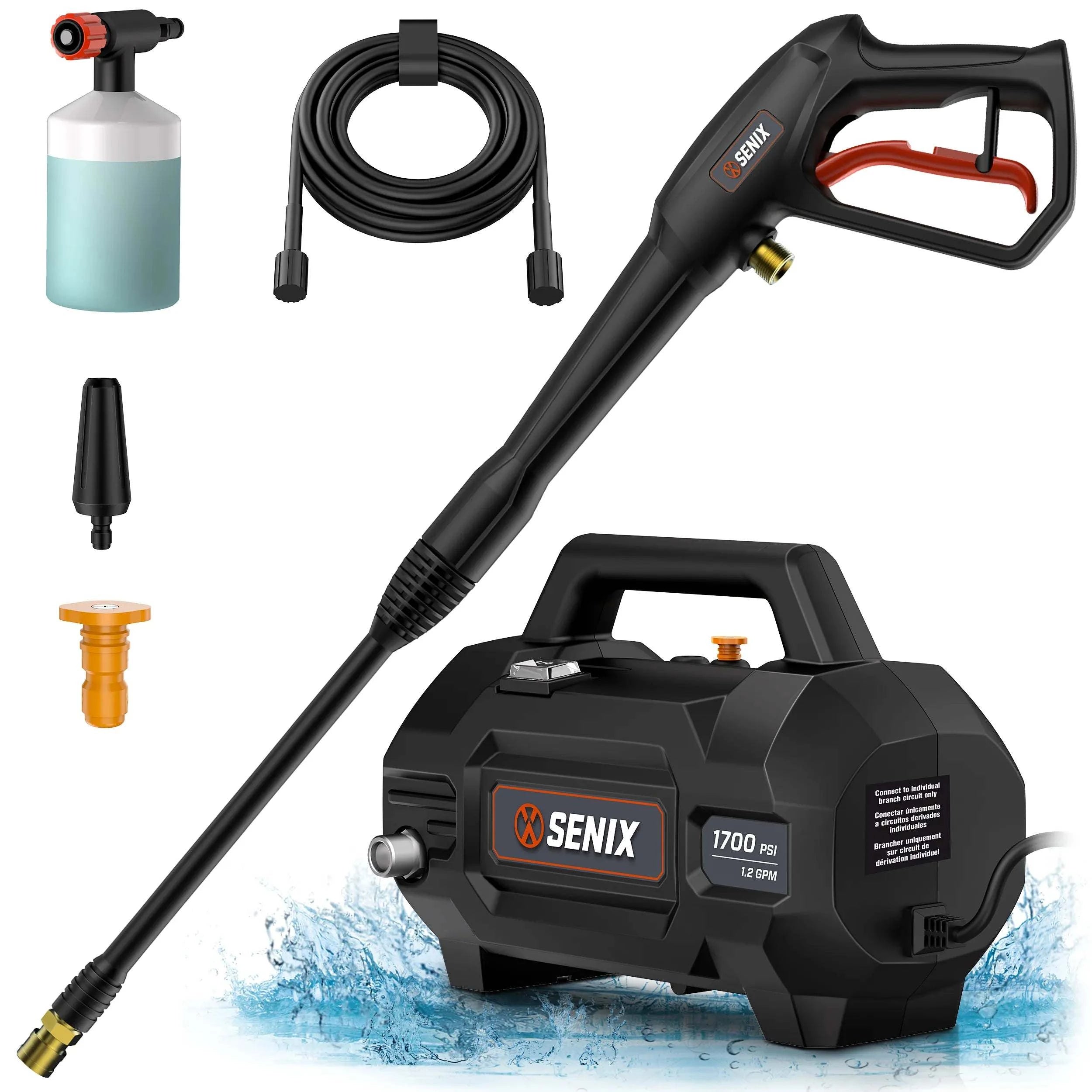 SENIX 1700 PSI 1.2 GPM 13 Amp Electric Pressure Washer | Pressure Washers | SENIX 1700 PSI | SENIX Tools