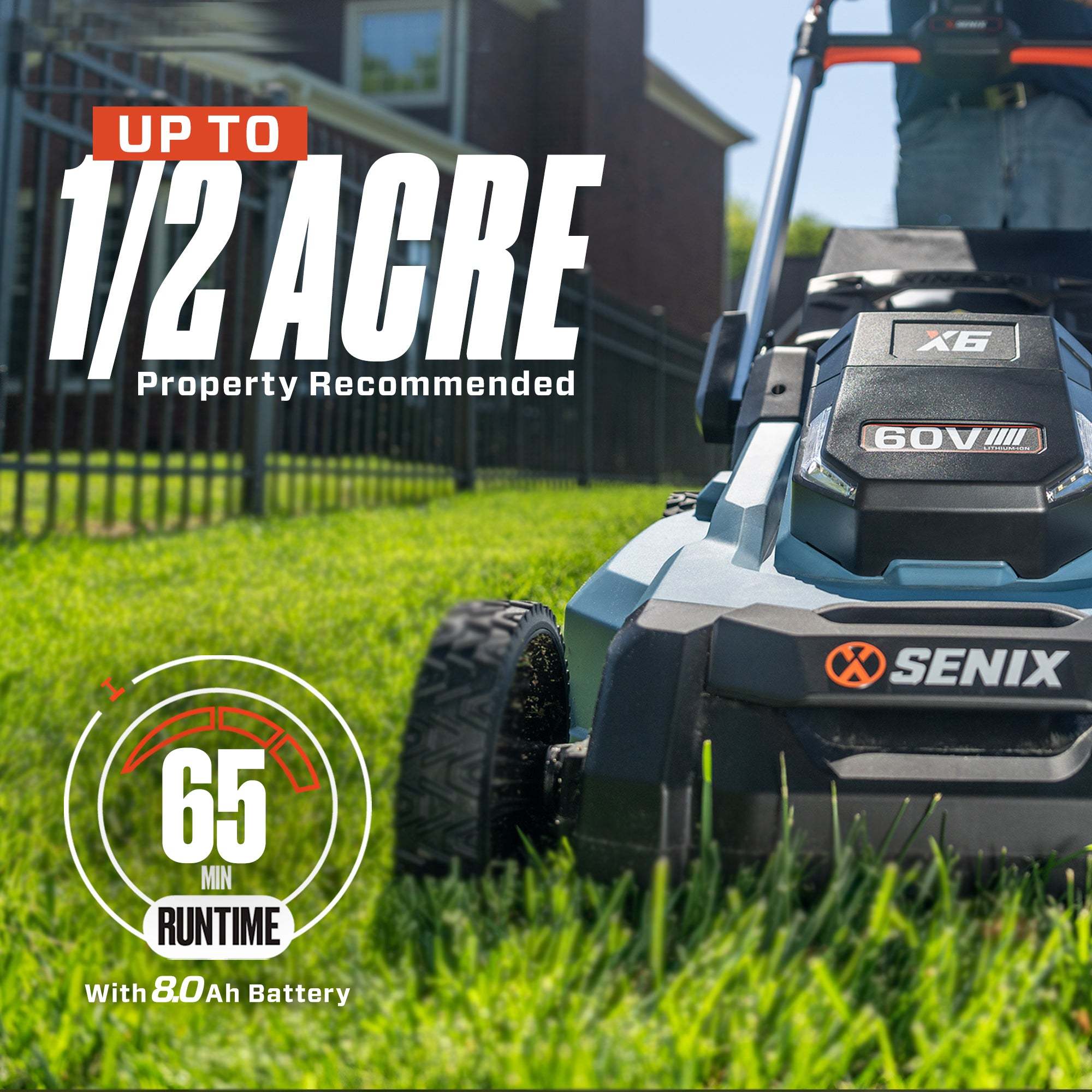 X6 60V Max* 21" Self-Propelled Cordless Lawn Mower, Brushless (8.0 Ah | Lawn Mowers | SENIX Tools