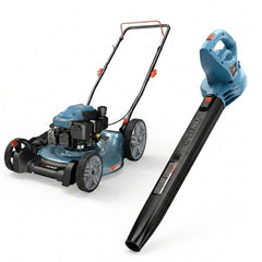 SENIX 21'' 144cc 2-IN-1 4-Cycle Gas Push Lawn Mower & 6 Amp Corded Electric Leaf Blower Combo Kit
