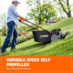 22" 163cc 4-Cycle Briggs & Stratton Engine Gas Self-Propelled Lawn Mower with Variable Speed and 3-in-1 Mulching, Bagging, Side Discharge