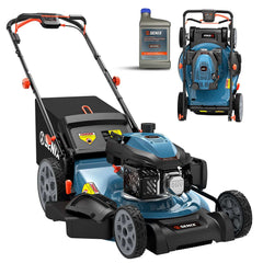 22" 201cc Gas Lawn Mower, Variable Speed Rear Wheel Self-Propelled Mower, 3-in-1 Mulching, Bagging, Discharging