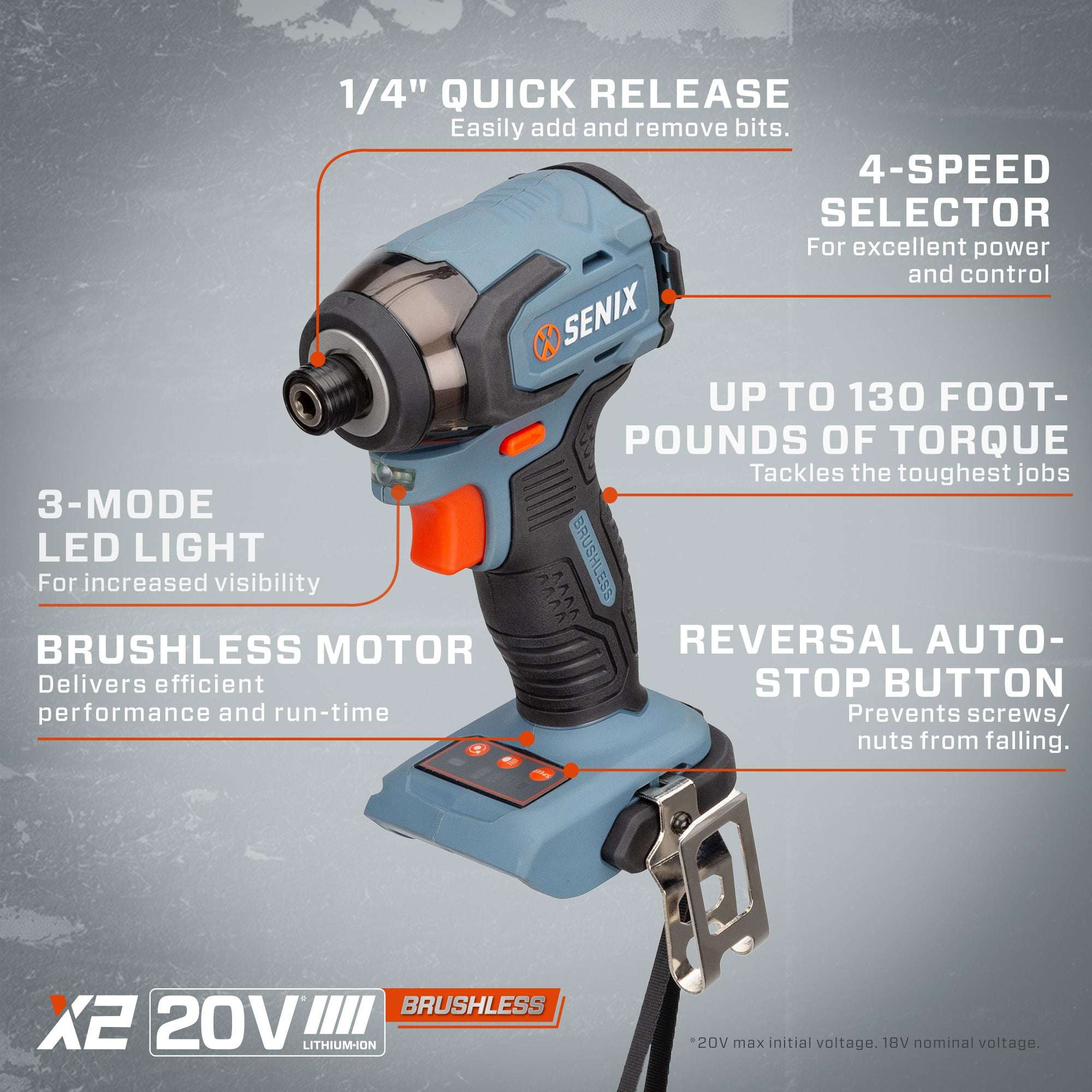 X2 20V Max* 2-Tool Cordless Combo Kit with 1/2" Cordless Drill Driver  | Power Tools | X2 20V Max* | SENIX Tools