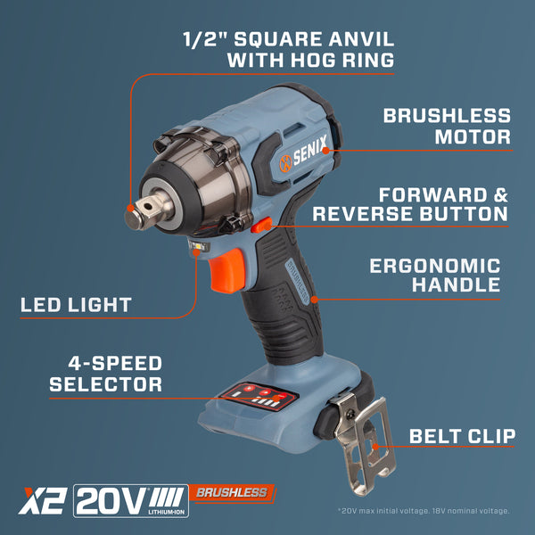 20 Volt Max 1 2 Inch Impact Wrench 365 FT LBS Max Breakaway