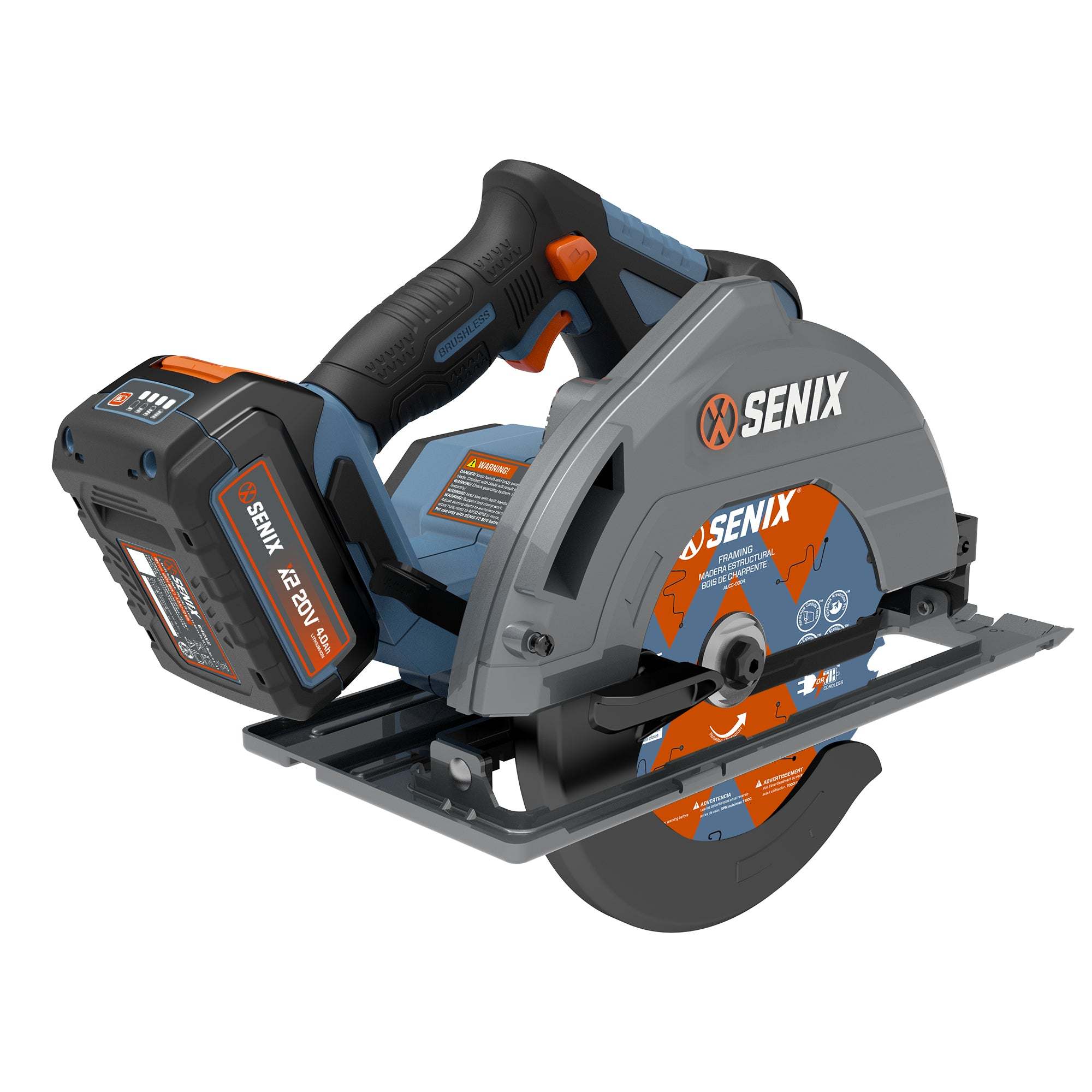 X2 20V Max* 7-1/4" Cordless Circular Saw, Brushless (4.0 Ah Battery & | Power Tools | X2 20V Max* 7-1/4" Cordless Circular Saw | SENIX Tools