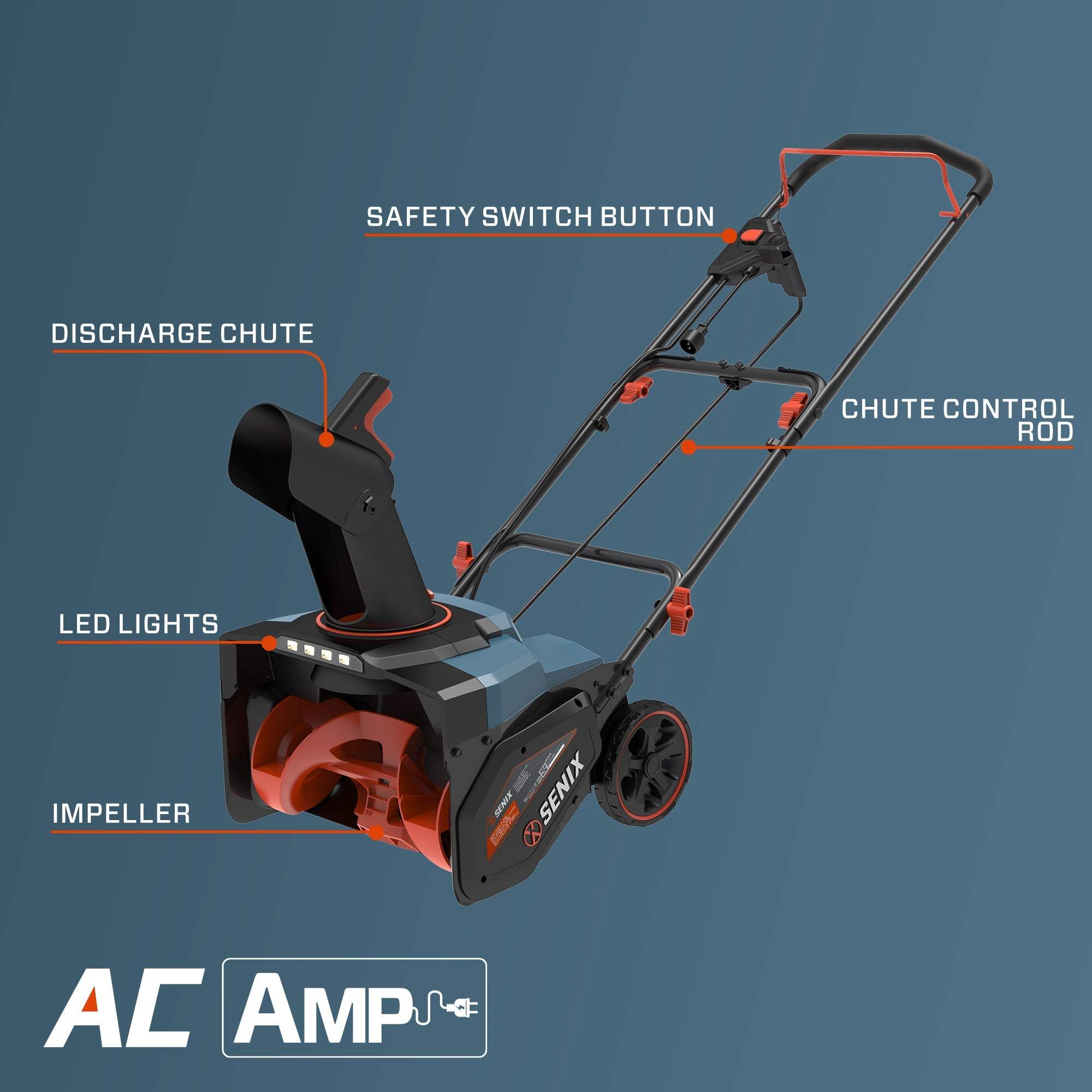 14 Amp 18" Corded Electric Snow Blower | Snow Throwers | SENIX Tools