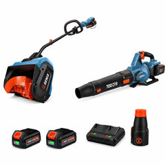 SENIX 2X2 40V Fall & Winter Cleanup Combo Kit – 13" Snow Shovel & 700 CFM Leaf Blower & Short Tube