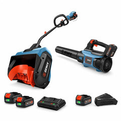 SENIX X2 Fall & Winter Cleanup Combo – 13" Cordless Snow Shovel & 450 CFM Brushless Leaf Blower