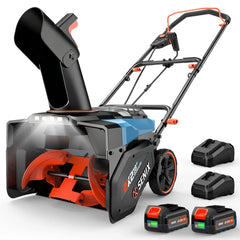 SENIX 2X2 40V Max 18" Cordless Snow Blower, Brushless 2*5.0 Ah Batteries & Dual-Port Charger Included