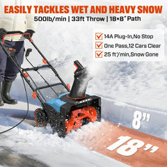 14 Amp 18" Corded Electric Snow Blower