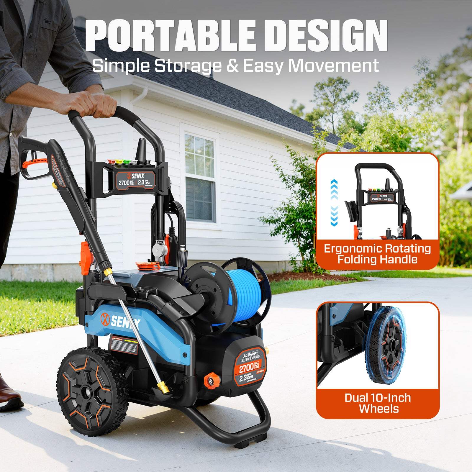 SENIX 2700-PSI 2.3-GPM Cold Water Electric Pressure Washer
