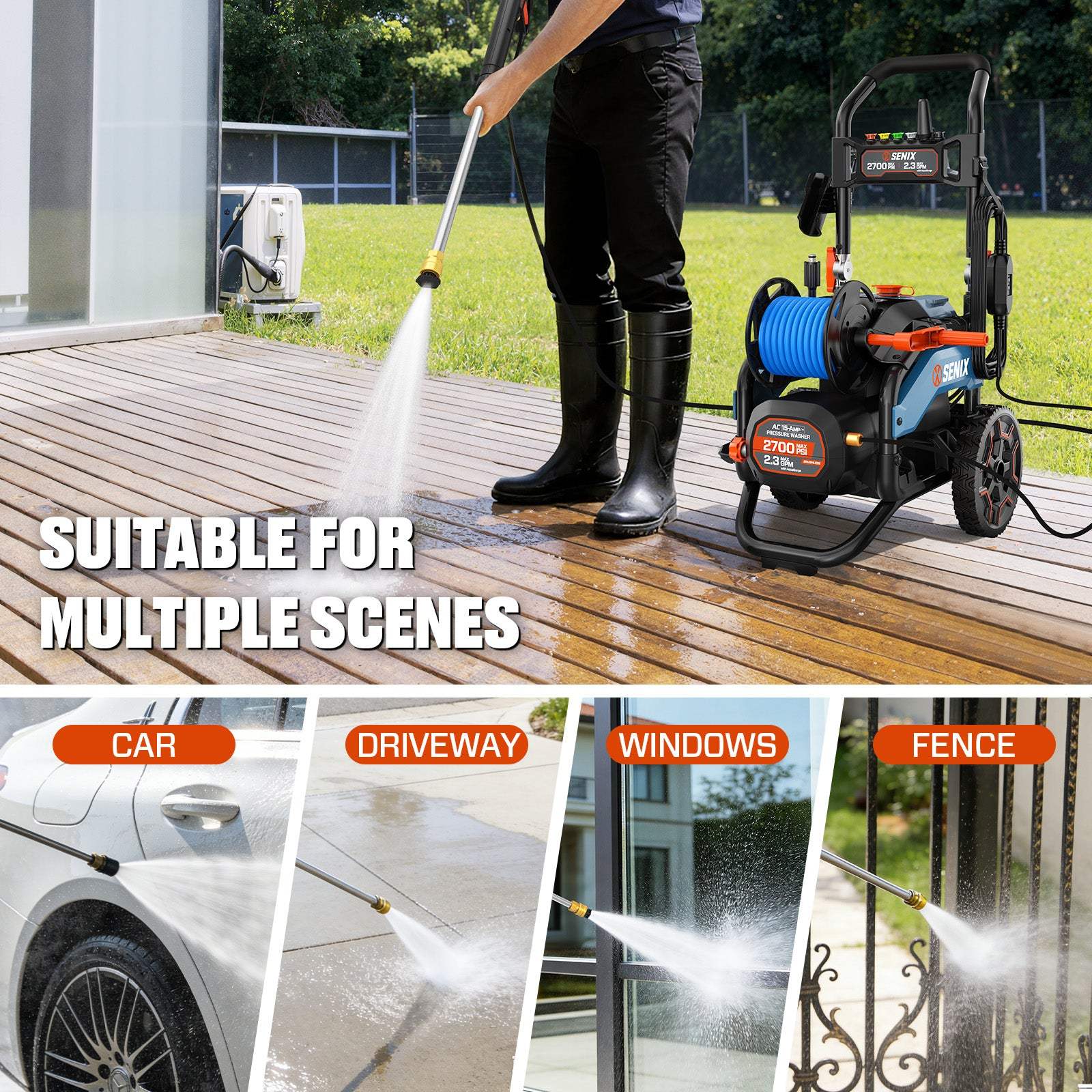 SENIX 2700-PSI 2.3-GPM Cold Water Electric Pressure Washer