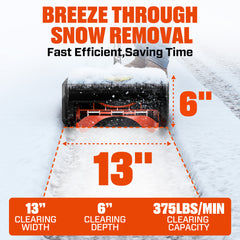 Pala quitanieves inalámbrica de doble batería, 2x2, 40 V máx.*, 13", sin escobillas (baterías y cargador incluidos)