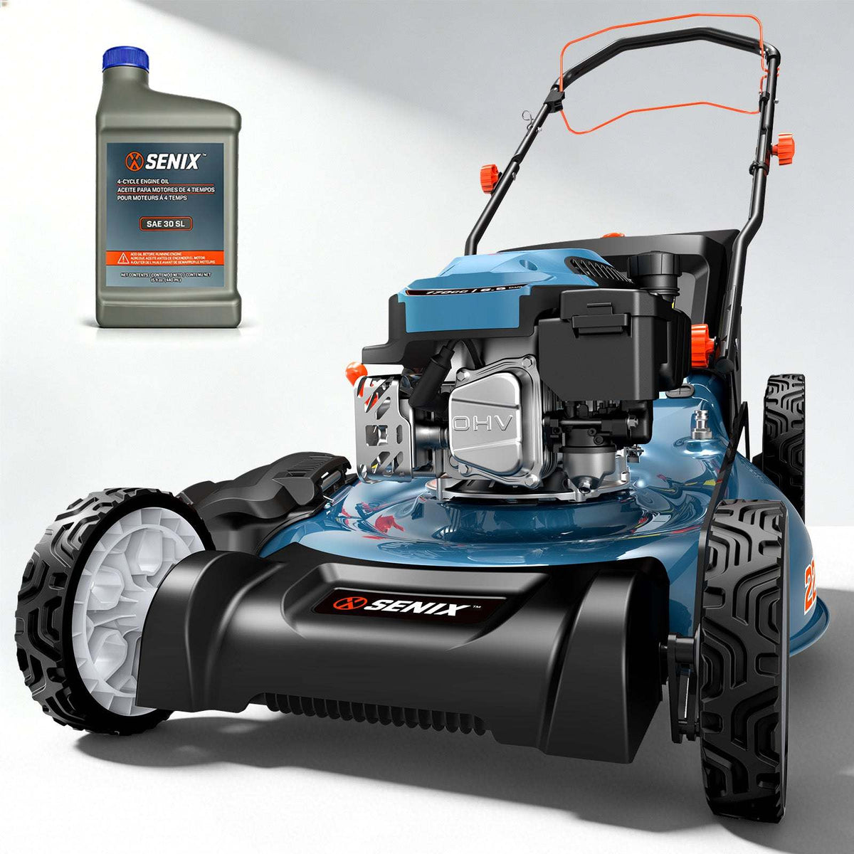 SENIX 22" Self-Propelled Gas Lawn Mower with 170cc OHV 4-Cycle Engine, 3-in-1 Walk-Behind Mower, 6-Position Height Adjustment