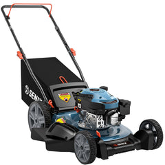 21'' 144 cc Gas-Powered 4-Stroke Engine Push Lawn Mower, 3-in-1 Design, Steel Deck, 6-Level 1.25''-3.75'' Cutting Height, with 1.7 Bushels Grass Bag