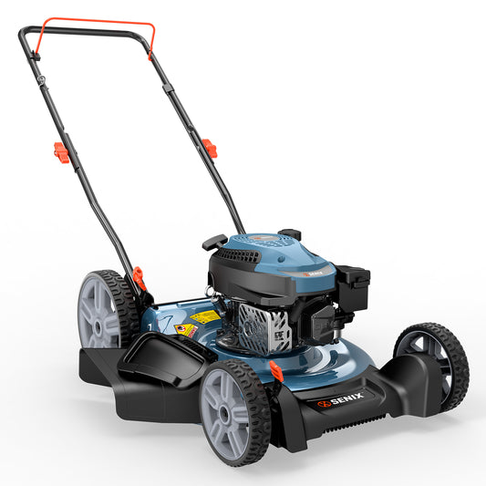 SENIX 21" 144cc 4-Cycle Gas Push Lawn Mower with 2-in-1 Side Discharge & Mulching