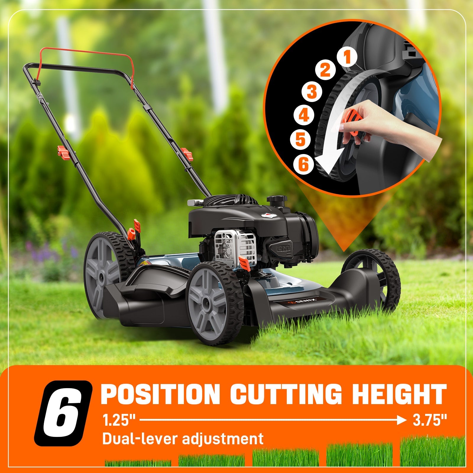 SENIX 21" 125cc Gas Powered Push Lawn Mower | SENIX Tools