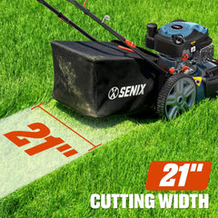 21'' 144 cc Gas-Powered 4-Stroke Engine Push Lawn Mower, 3-in-1 Design, Steel Deck, 6-Level 1.25''-3.75'' Cutting Height, with 1.7 Bushels Grass Bag