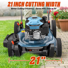 22" 201cc Gas Lawn Mower, Variable Speed Rear Wheel Self-Propelled Mower, 3-in-1 Mulching, Bagging, Discharging