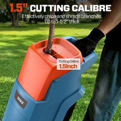 SENIX 15-Amp Electric Chipper Shredder Mulcher with 46L Collection Bag, 1.6" Cutting Capacity, 22:1 Reduction, 4000 RPM Max Speed