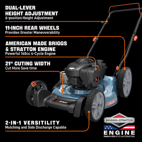 SENIX 21" 125cc Gas Powered Push Lawn Mower | SENIX Tools
