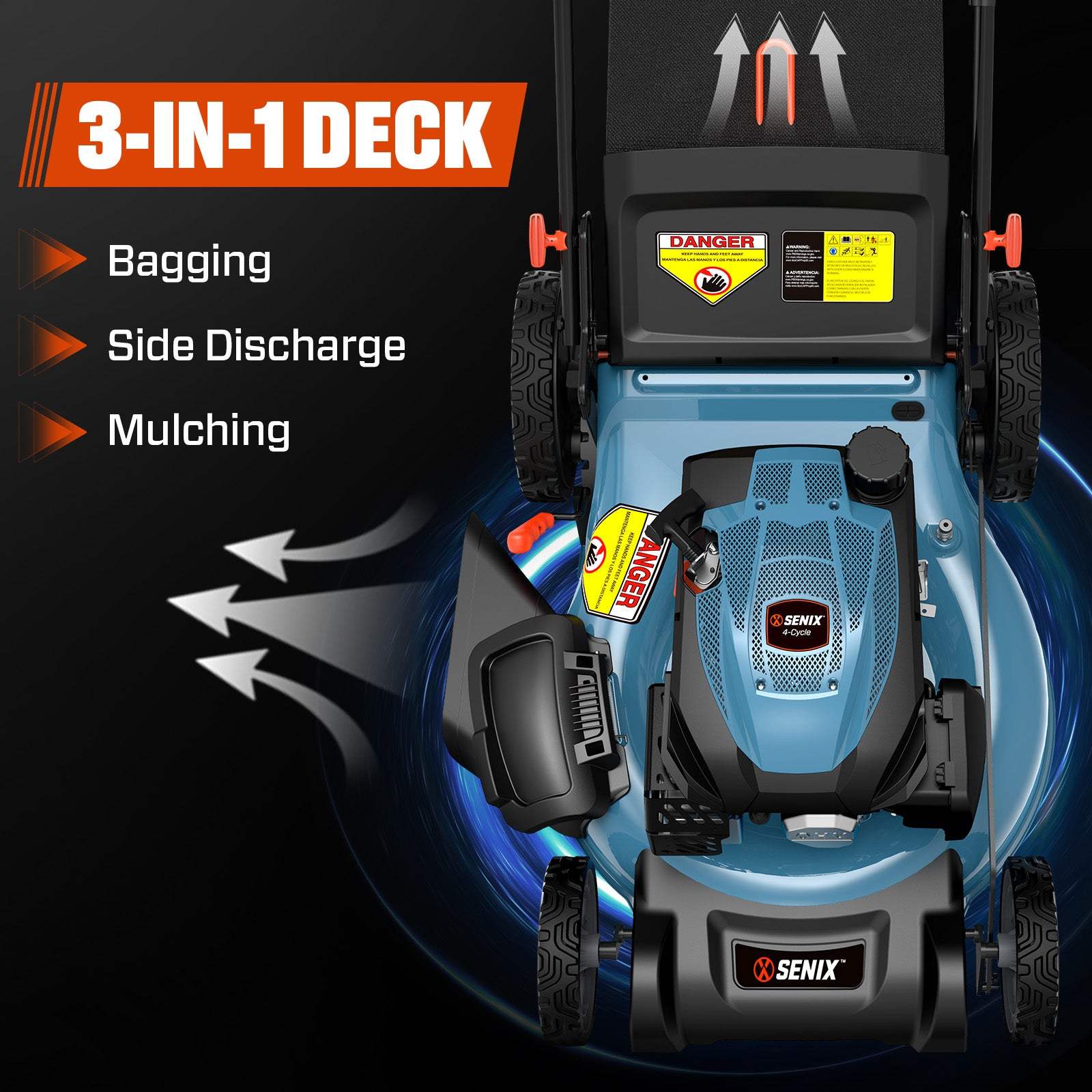 SENIX 21'' 144 cc Gas-Powered 4-Stroke Engine Push Lawn Mower