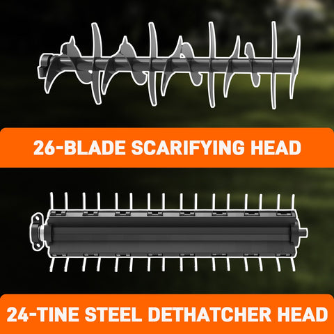 13 Amp 15" Corded Electric Dethatcher & Scarifier Combo | Dethatchers | SENIX Tools