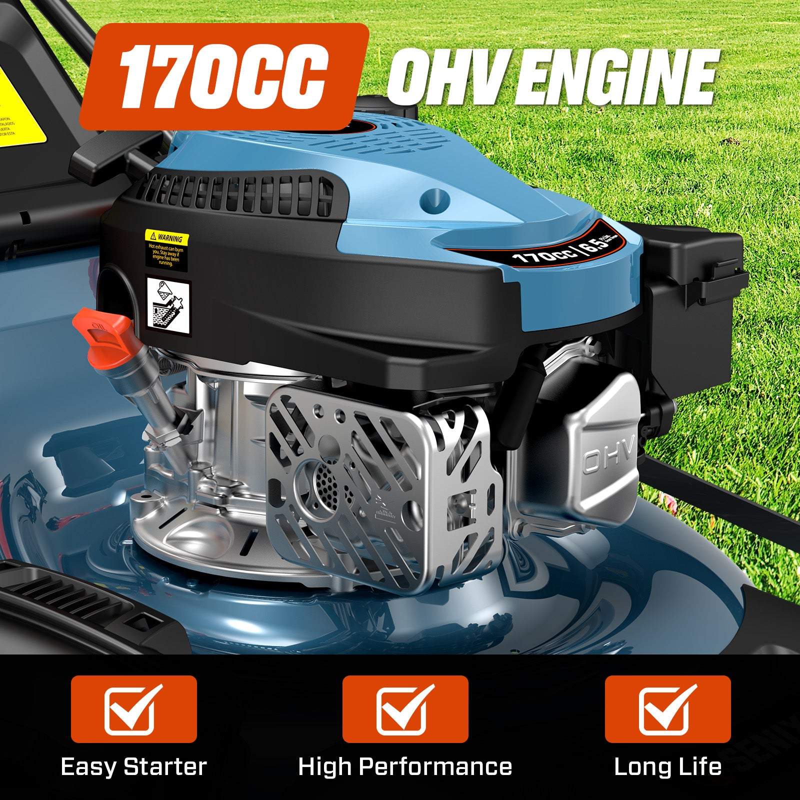 SENIX 21'' 144 cc Gas-Powered 4-Stroke Engine Push Lawn Mower