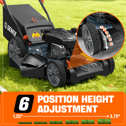 SENIX 21" 150cc 4-Cycle Briggs & Stratton Gas Self-Propelled Lawn Mower with 3-in-1 Bagging, Mulching, Side Discharge