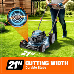 SENIX 21" 144cc 4-Cycle Gas Push Lawn Mower with Side-Discharge | SENIX Tools