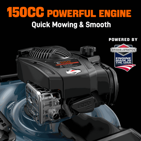 SENIX 21" 150cc 4-Cycle Briggs & Stratton Gas Self-Propelled Lawn Mower with 3-in-1 Bagging, Mulching, Side Discharge
