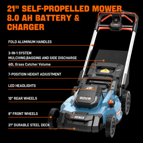 X6 60V Max* 21" Self-Propelled Cordless Lawn Mower, Brushless (Battery & Charger Included)